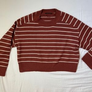 Tahari Saddle pink + white Stripe Long Sleeve sweater